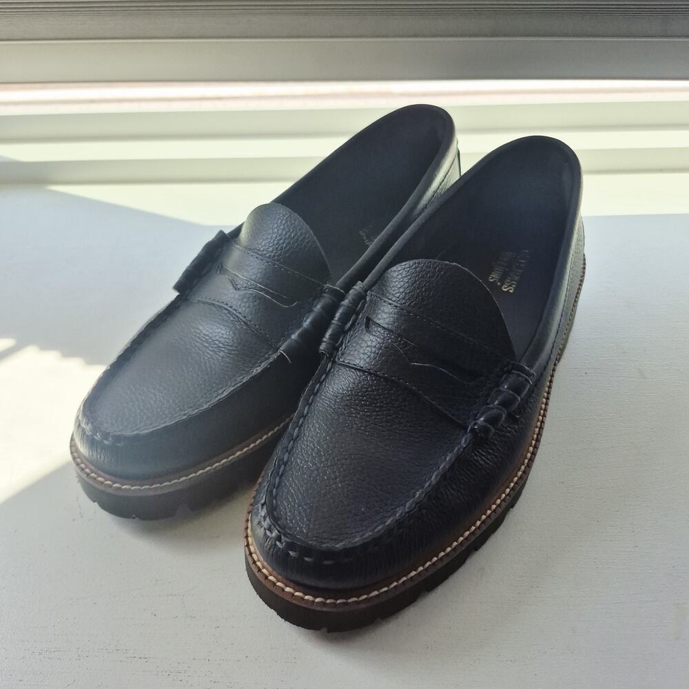 G.H. Bass Larson Lug Weejun Loafers Navy Blue Leather Slip-On Mens 8.5D BAZ3W467